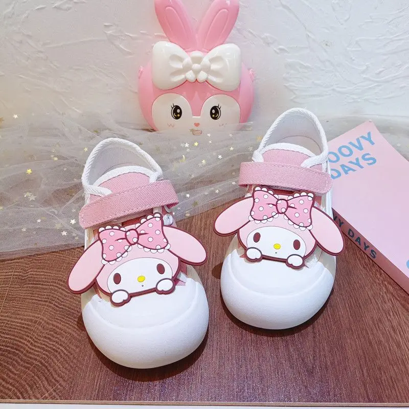 

Child Kindergarten Cartoon Canvas Shoes Anime My Melody Kawaii Spring Autumn Anti-Slip Breathable Sneakers Student Sports Shoes
