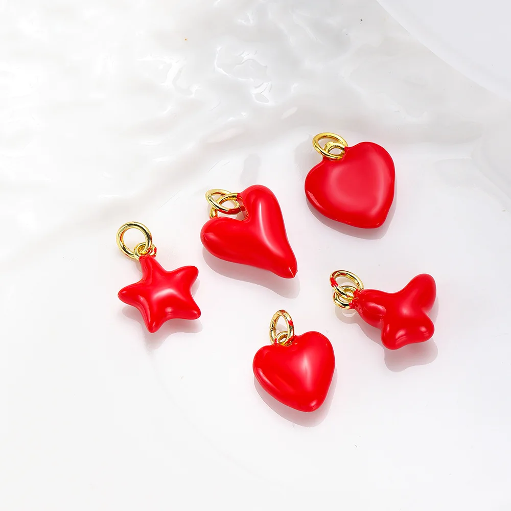 Niche fresh red oil drop love butterfly star pendant necklace jewelry DIY accessories pendant handmade materials