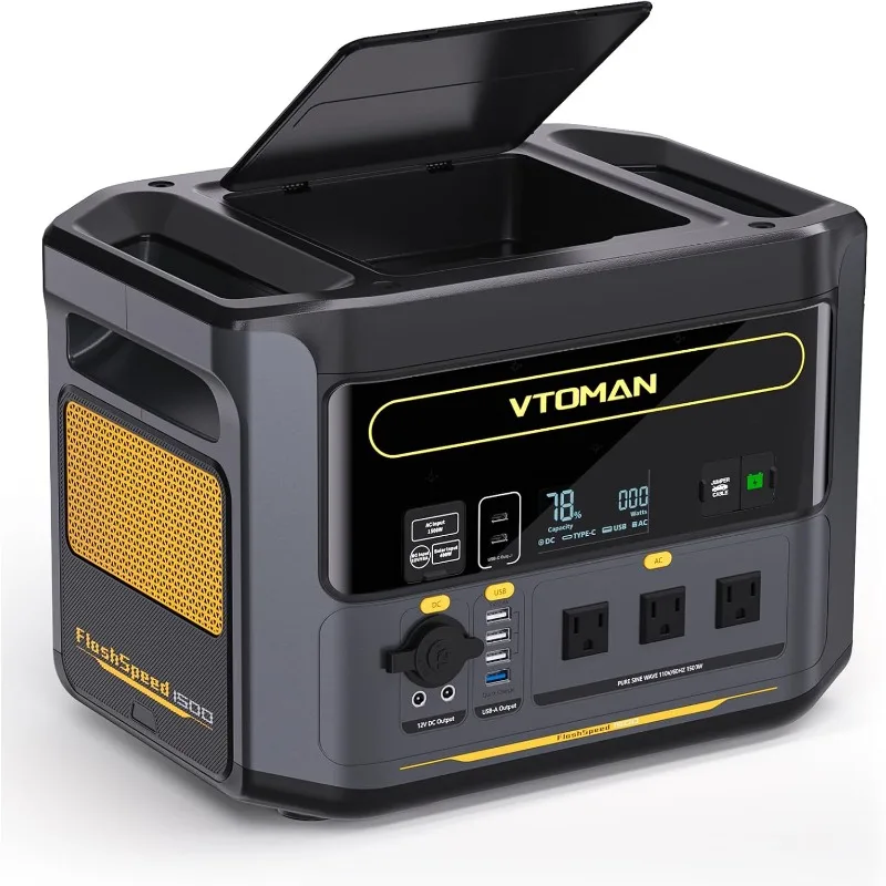 VTOMAN FlashSpeed 1500 Portable Power Station 1500W (3000W Peak), 1548Wh Backup LFP Battery Generator