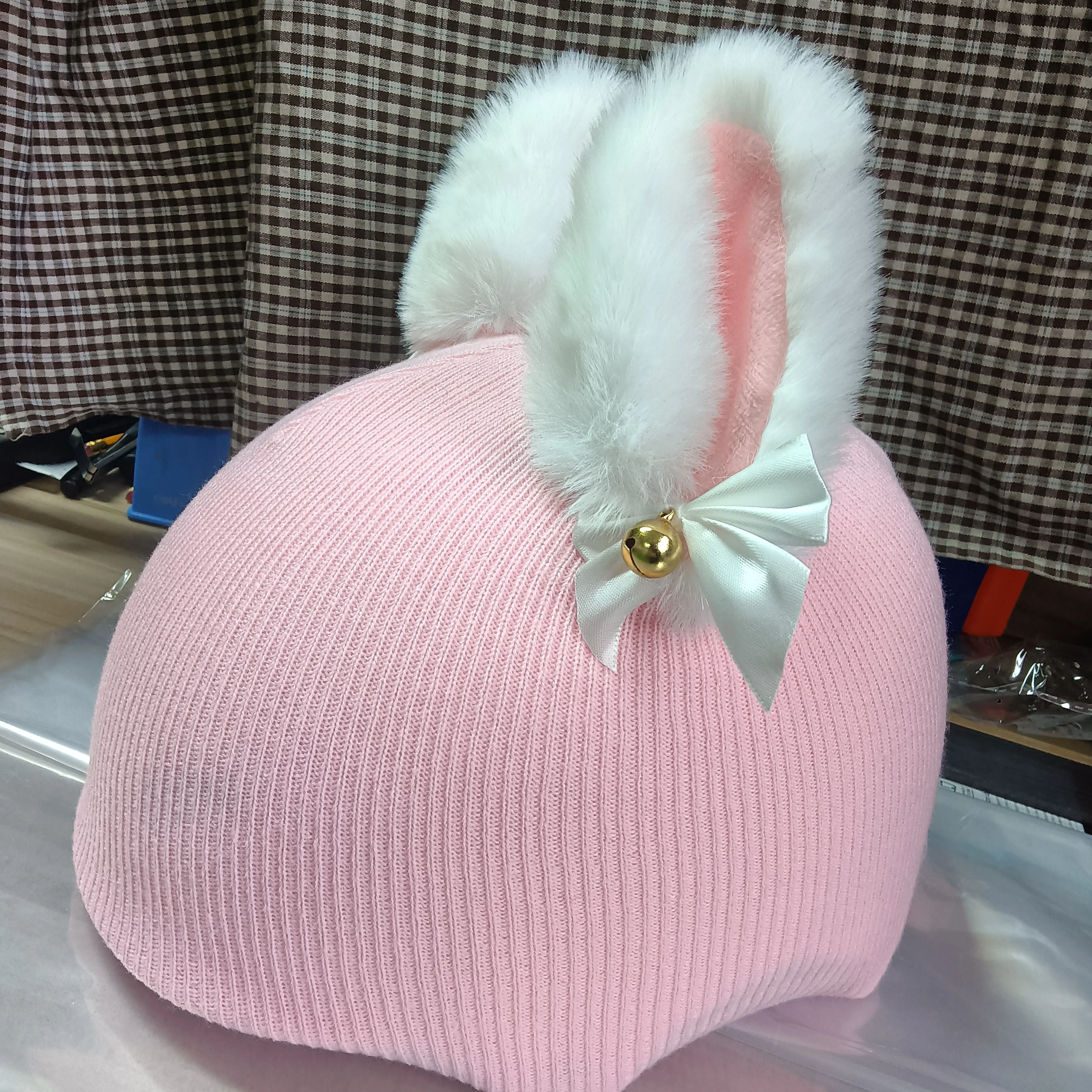 غطاء خوذة التزلج آذان قطيفة وردية لطيفة لتزيين خوذة عيد الميلاد #4