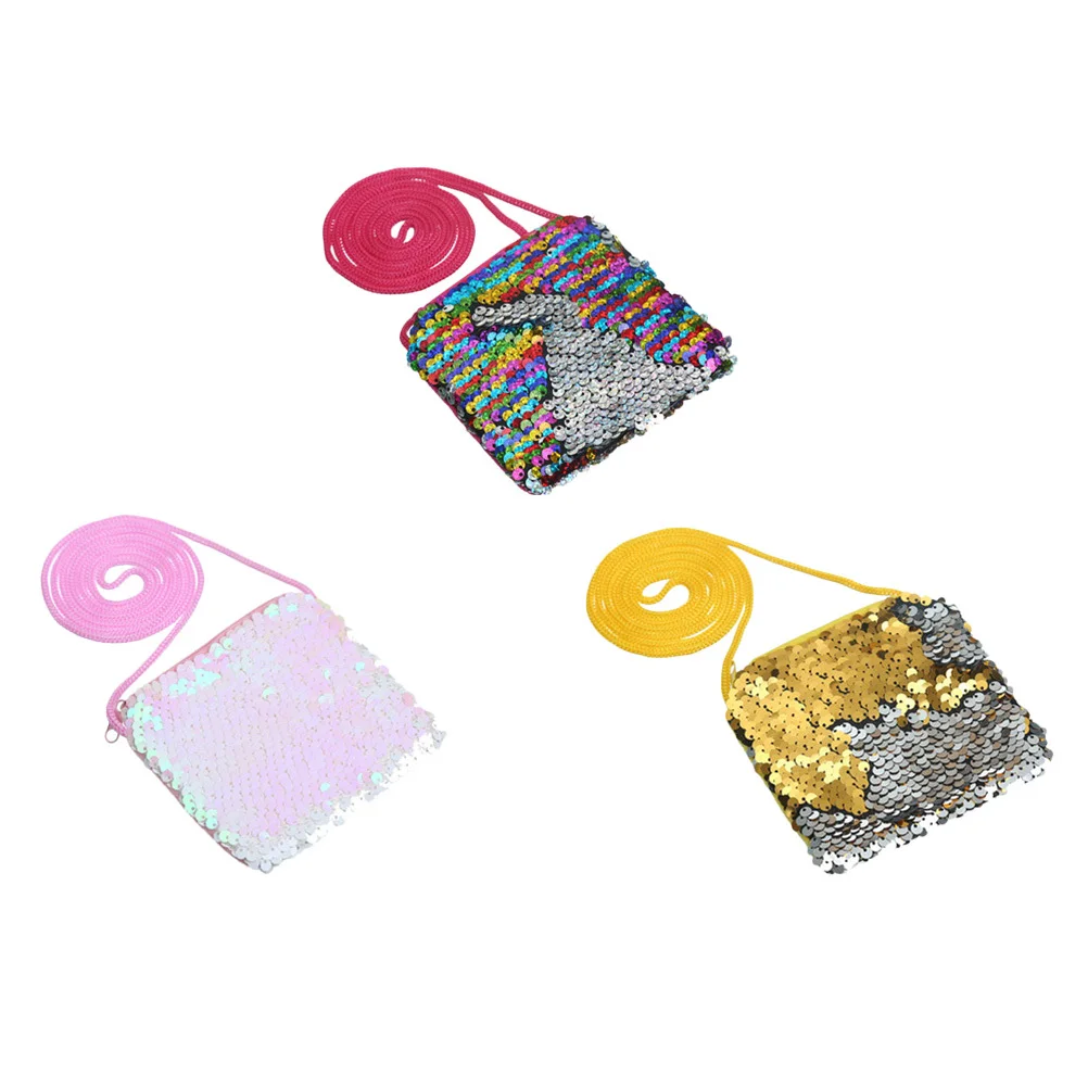

3Pcs Kids Sequins Coin Purse Sparkling Small Change Pouch Fashion Square Bag Children Wallet Portable Kid Coin Pouch Baby