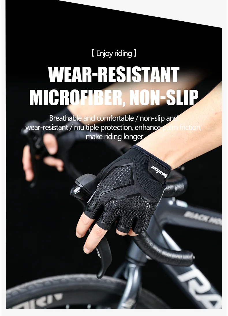 Neue Halbfinger-Fahrradhandschuhe für Herren und Damen, flüssiges Silikon, stoßdämpfend, atmungsaktiv, für Sport, Fahrrad, Fitness – Detail 9