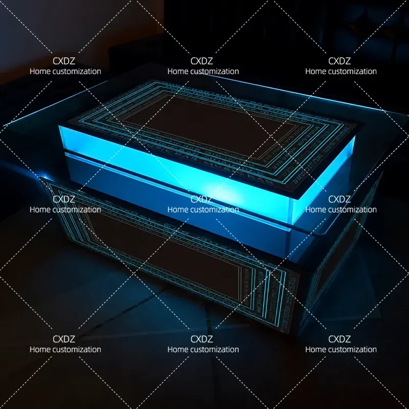 Customizable Luminous Coffee Table with 3D Colorful LED Lights Modern Bar Table for Home Lounge and Entertainment Spaces
