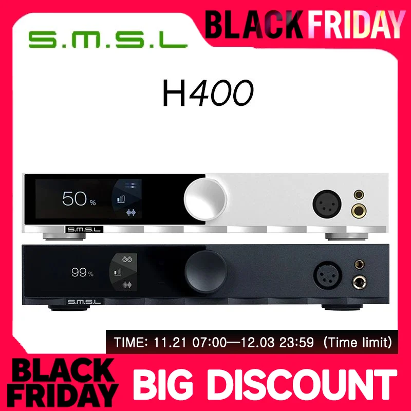 SMSL H400 Hi-Res Headphone Amplifier 16Ω/15W*2 32Ω/7.5W*2 Earphone AMP RCA XLR Balanced Input Hi-End Pre-Amp With Remote Control