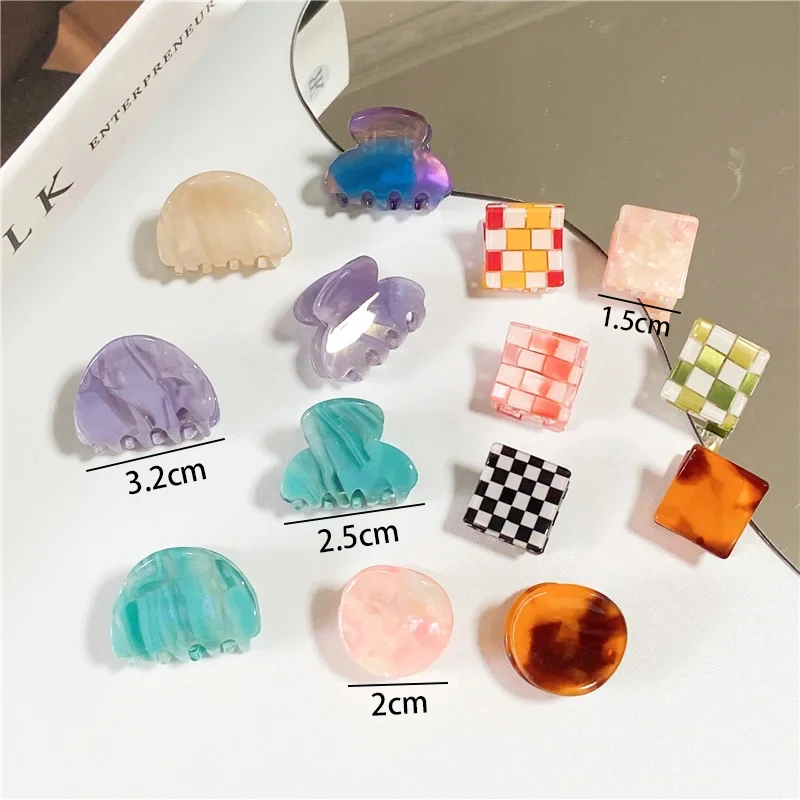 Acetate Mini Hair Claw Pastel Colorful Irregular Geometric Clawclip Small Shark Clip Hair Clamps Grab Women Hair Accessories