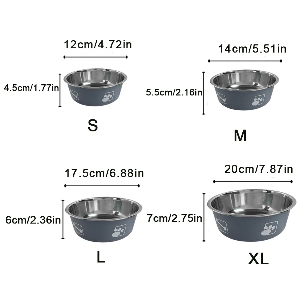 1PC Stainless Steel Non-Slip Dog Bowl Multi-Specification Anti-fall for Large Medium Small Dogs Food Bowl Feeding Pet Supplies