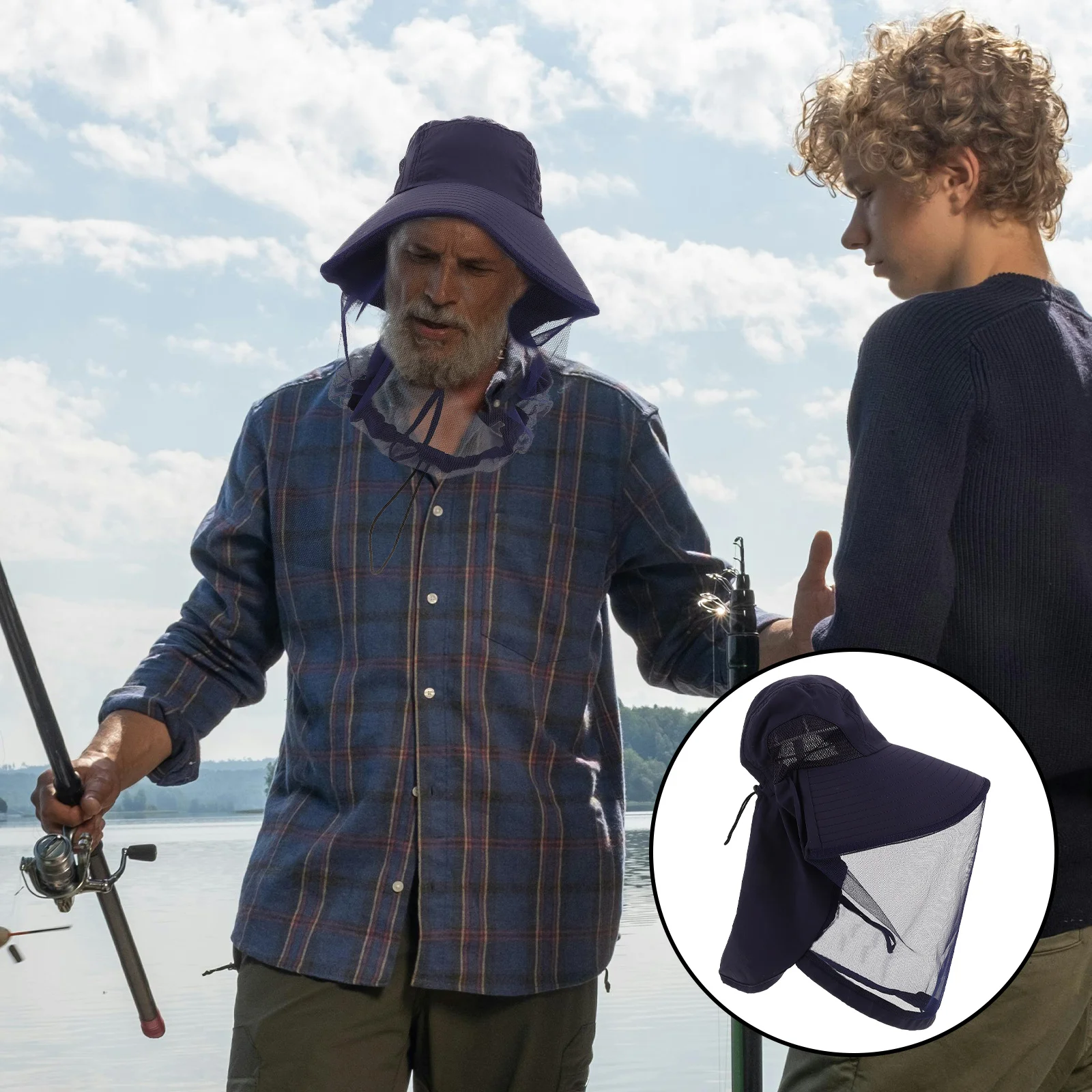

Sun Protection Hat with Full Face Mesh Net Breathable Outdoor Fishing Hat for Men Women Wide Brim Travel Hiking Camping