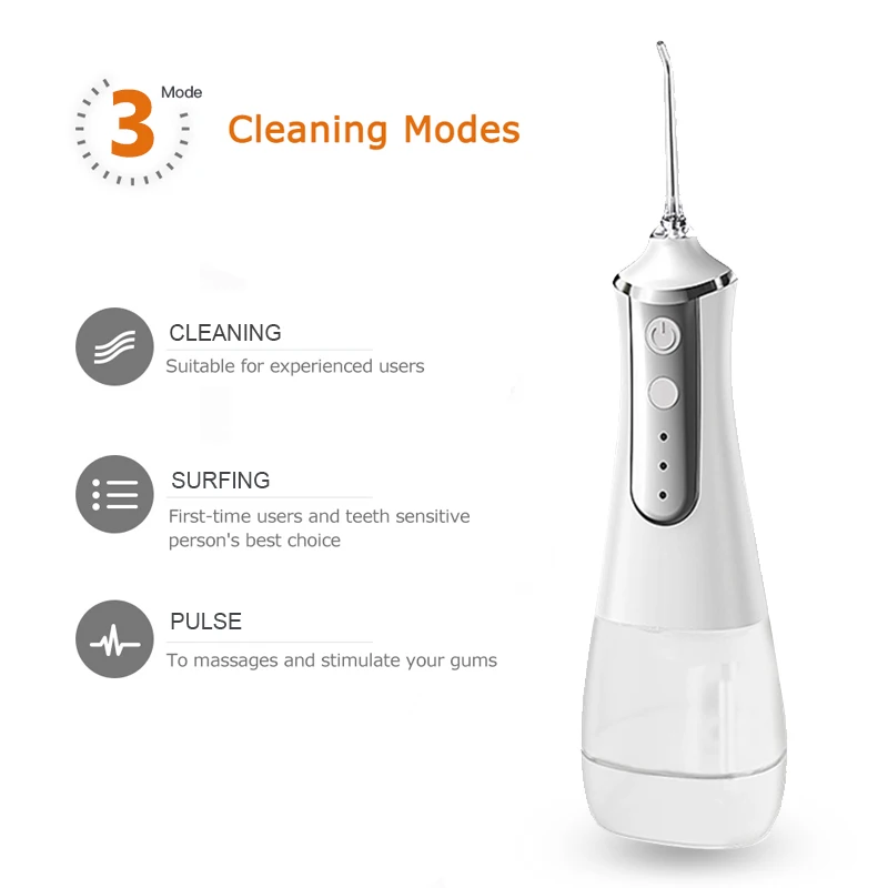 Tragbare Oral Irrigator Wasser Flosser Dental Wasser Jet Werkzeuge Pick Reinigung Zähne 350ML 5 Düsen Mund Waschmaschine Zahnseide