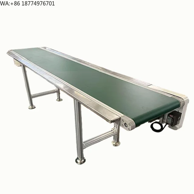 Aluminum Alloy Belt Conveyor Green PVC Conveyor Belt Automated Conveying Equipment Small Belt Conveyor Line