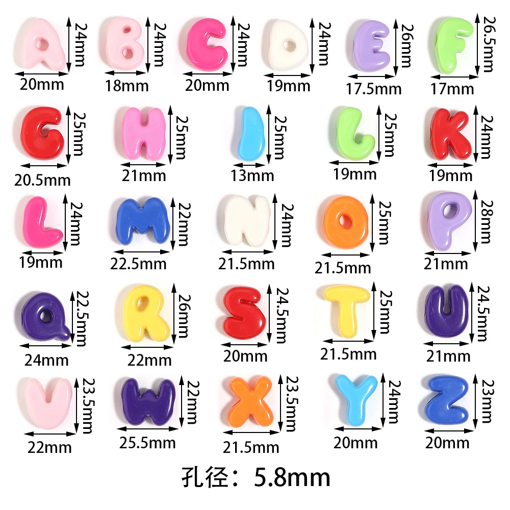 30Pcs Random Mixed Color Acrylic Large Hole Letter Beads Accessories Handmade DIY Making Jewelry Bracelets Earrings Pendant
