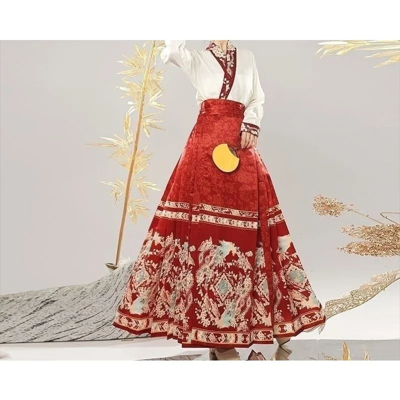 Airplane Sleeve New Chinese Style Mamian Skirt Women Daily Commute Outfit Set