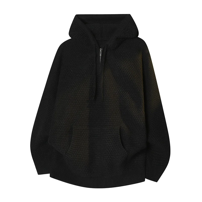 

Мужской вязаный свитер-худи Laid-ba: повседневный, простой, теплый, плотный, осенне-зимний, новинка, из полиэфирного волокна, длинный рукав