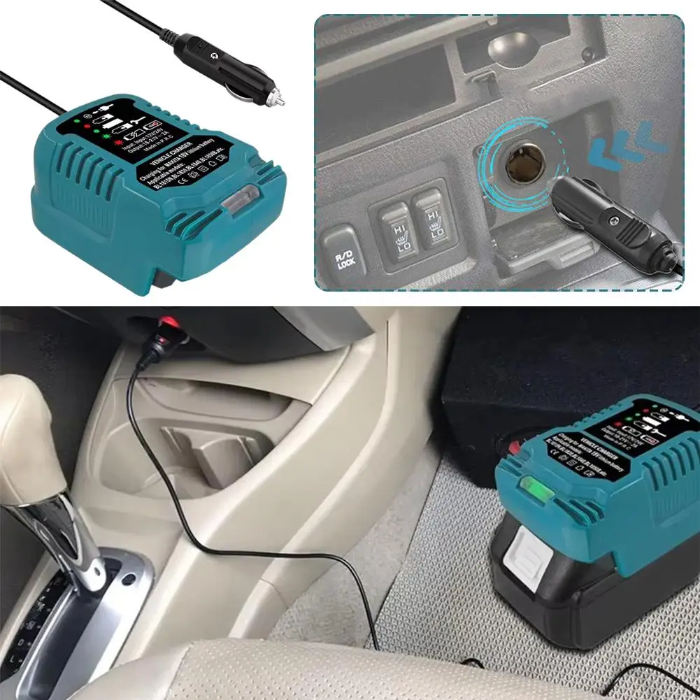 Mini caricatore compatto per veicoli per auto con batteria agli ioni di litio AC 12v/24v per caricabatterie sostitutivo per batteria al litio Makita 18v Y1q7