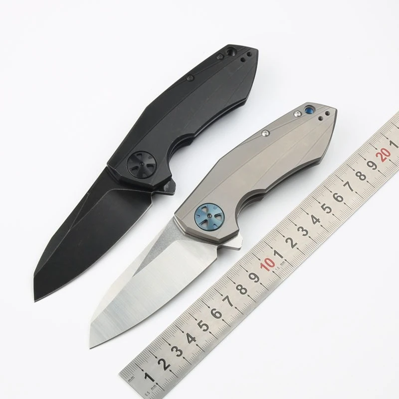 New 0456 Folding Pocket Camping Outdoor Knife D2 Blade TC4 Titanium Alloy Handle Survival Hunting Utility Fruit knives CNC Tools