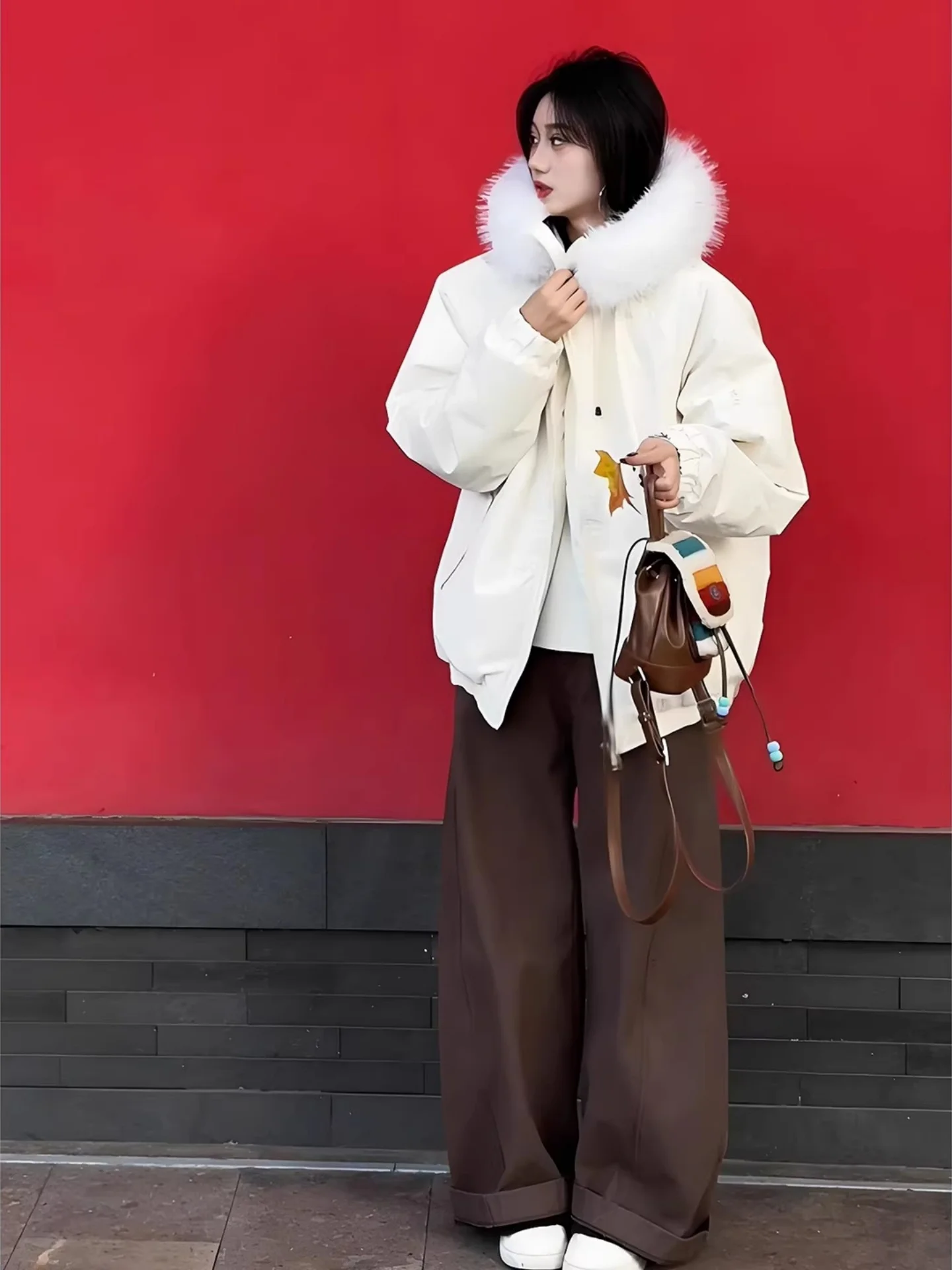 

Thiened ort down Cotton Jaet Warm Outerwear for Couples Winter Clothes Bread Coat American Sle Youth Faion Stand...