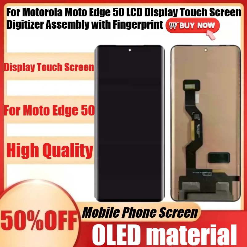 New OLED for Motorola Moto Edge 50 LCD Display Touch Screen Digitizer Assembly with Fingerprint for Moto Edge50
