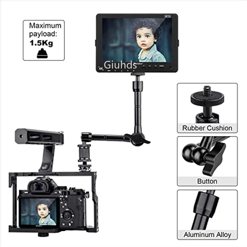 11 inch 7 inch Articulating Magic Arm + Super Clamp for DSLR Rig Camera to LCD Monito, LED Video Light Camera Accessories