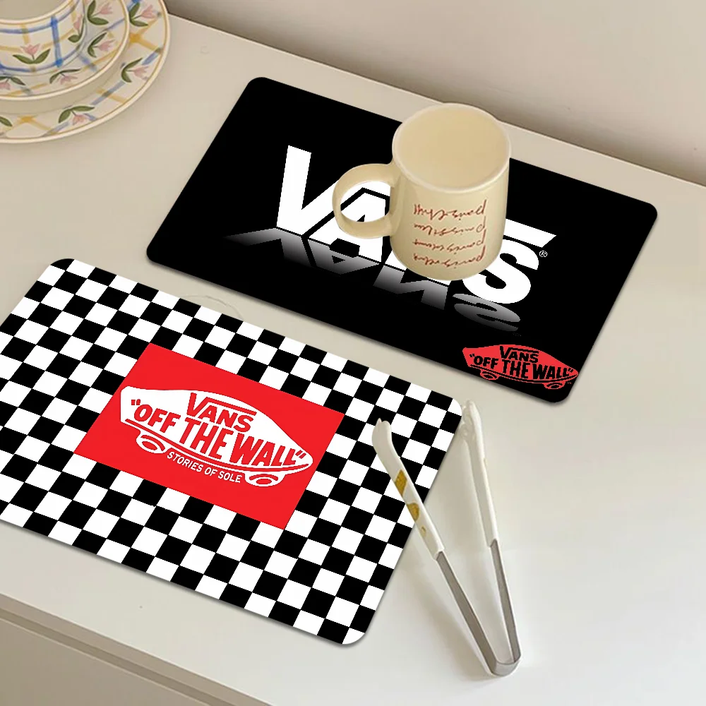 V-Vans Coffee Tablewear Drain Pad Bathroom Square Absorbing Anti-slip Dry Mat Kitchen Placemat Dishes Cup Pad