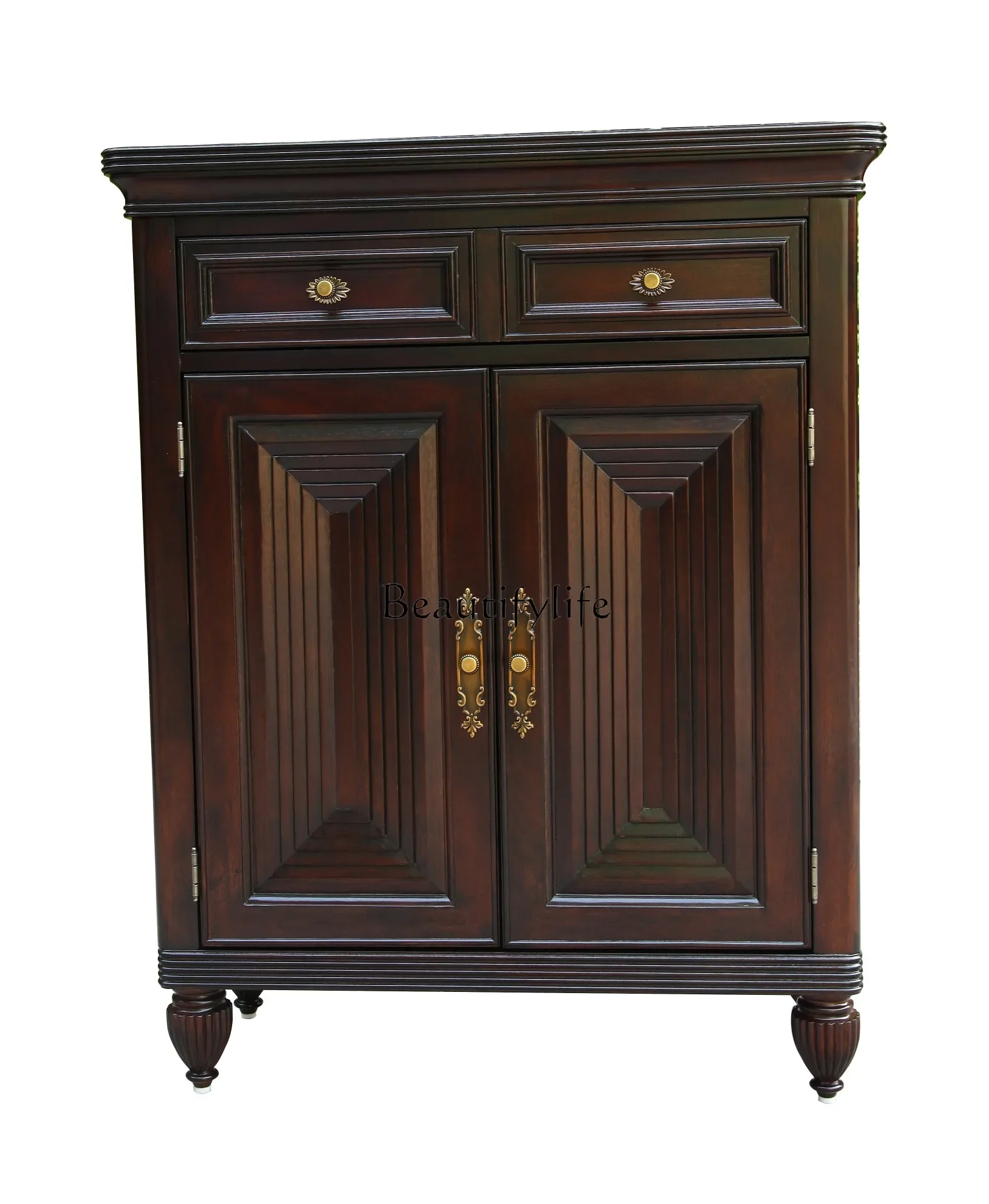 02   Pure American Style Shoe Cabinet Material Indonesian Mahogany Core Aksu Eco-Friendly Lacquer