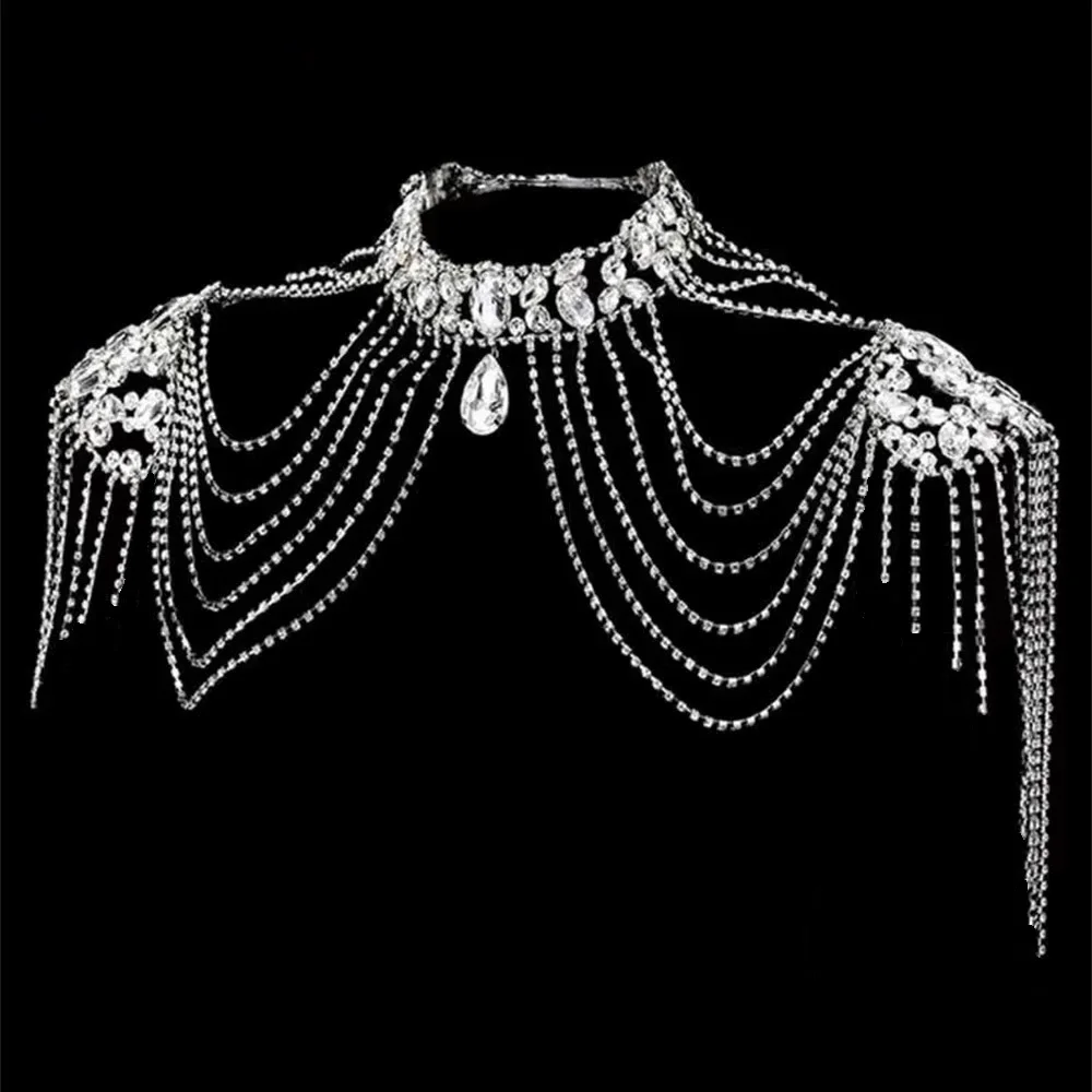 Bridal Chain Tassel Shoulder Strap Bride Beads Jewelry Crystal Accessories Wedding Necklace Jewerly