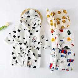 Albornoz con capucha para niños y niñas, bata de baño con estampado de dibujos animados de arcoíris, toalla de algodón, pijamas para niños, ropa de dormir informal suave