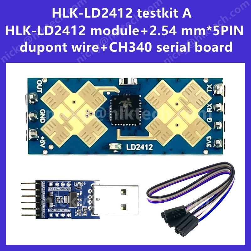 Free Ship Hi-Link New FMCW Radar Sensor Module HLK-LD2412 24G Human Presence Sensor Long-distance 9m Wider angle ±75° Smart home