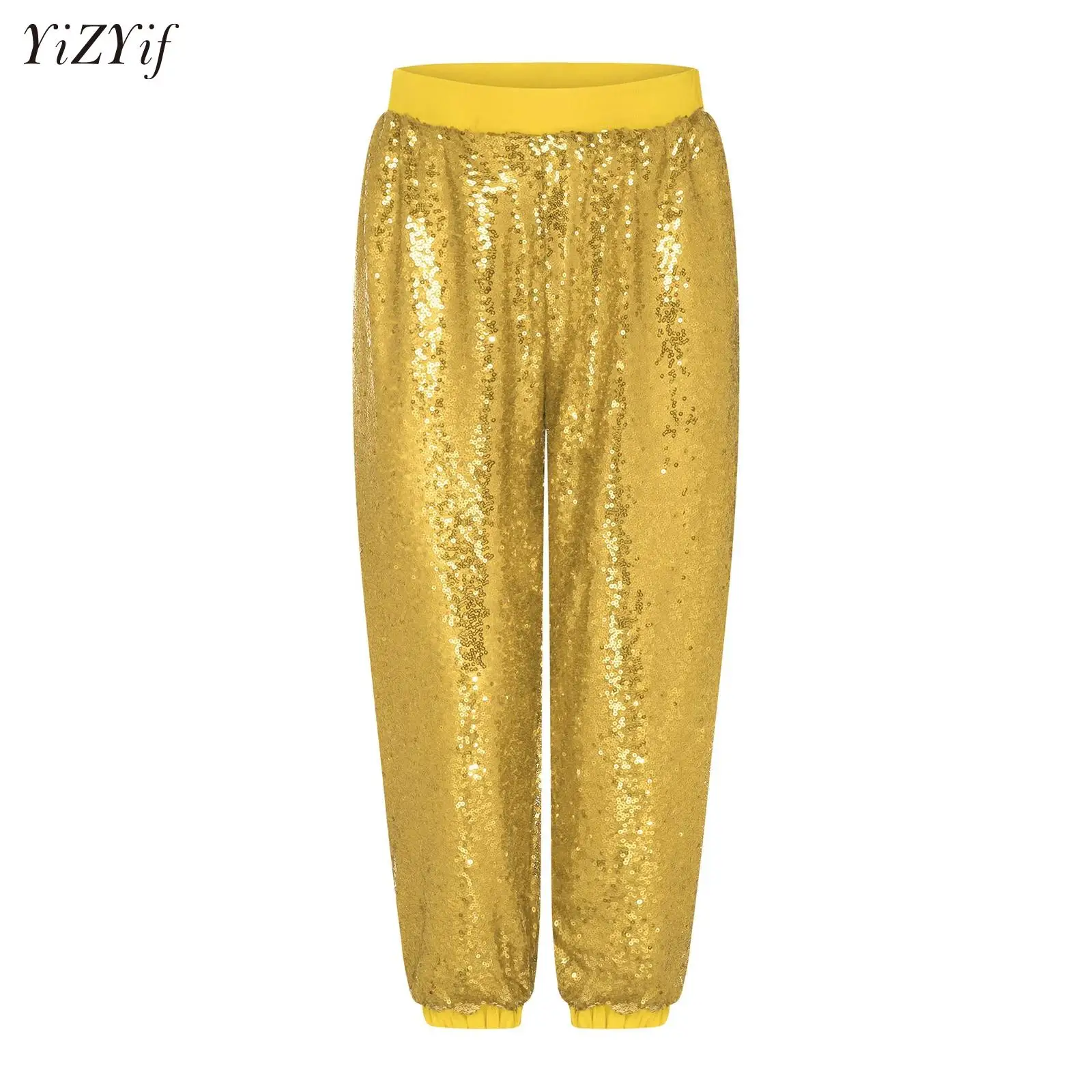 

Sparkly Sequin Jazz Dance Pants for Kids Girls High Waist Loose Trousers Dance Party School Show Performance Holiday Costume