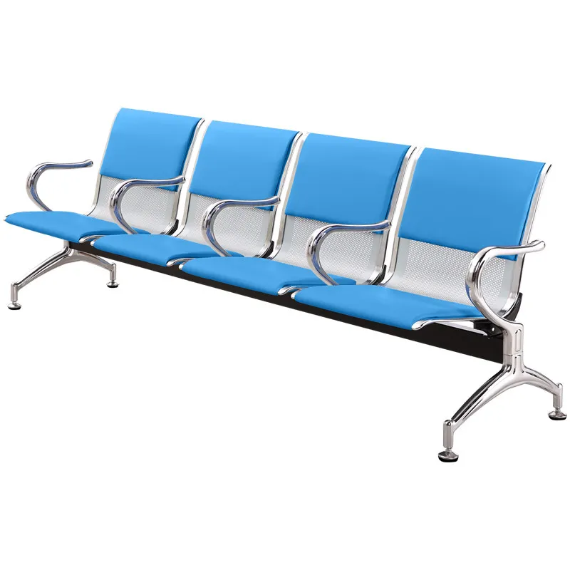 4-Seater Stainless Steel Continuous Row Chair | Airport Mall School Hospital Bench-Eco-Friendly Durable Public Waiting Infusion