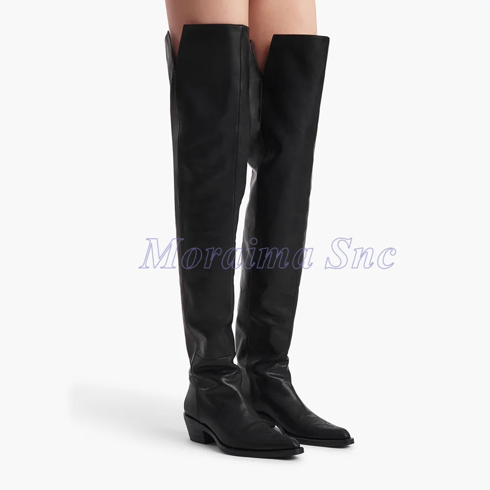 فرشاة قبالة أشار تو فوق الركبة أحذية طويلة كتلة صندل بكعب مكتنز الانزلاق على الرجعية النساء طويلة الفخذ أحذية عالية الخريف الشتاء 2026 #4