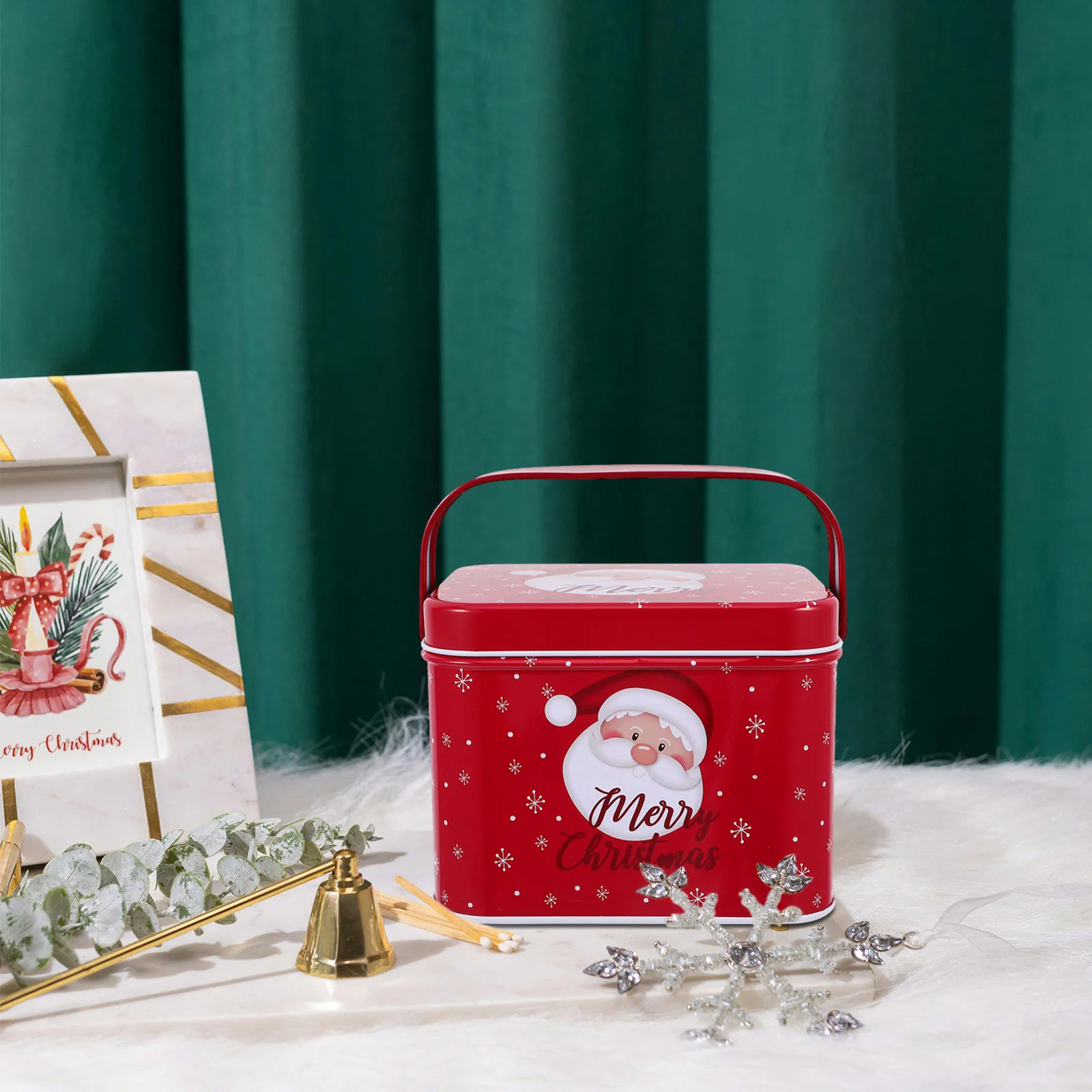 

Christmas Tin Box Gift Storage Can Cookie Candy Jar Airtight Metal Container for Holiday Treats Festive Biscuits Organizer