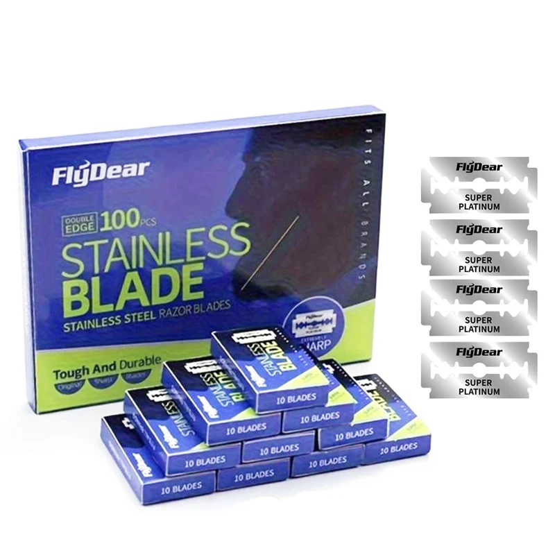 100 PCS Stainless Steel Material Durable Barber Shaving Blade Double Edge Safety Razor Extra Stainless Blades