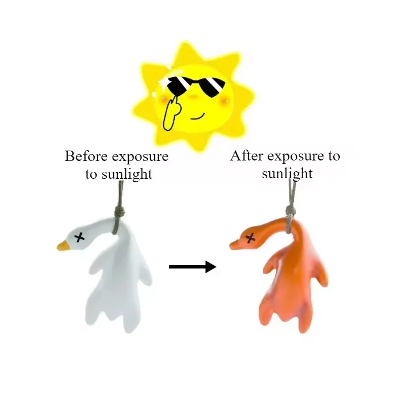 Funny Color-Changing Roast Duck Pendant Uv Temperature-Sensing Color Change Car Mirror Pendant Cartoon Cute Auto Interior Decor