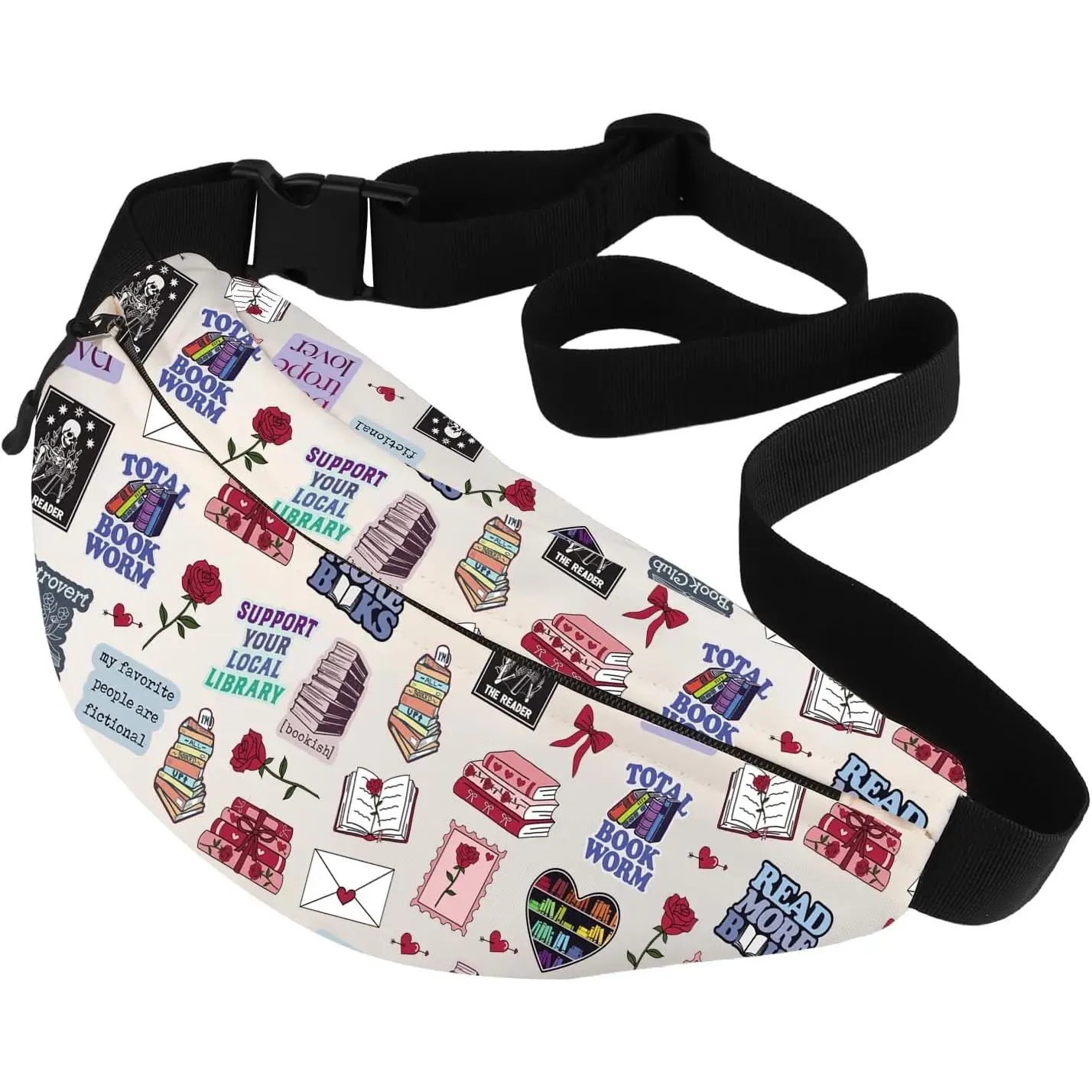 Bookish Crossbody Waist Bag Book Lover Gift Romance Book Reader Gift Book Club Gifts for Librarian Bookworm Fanny