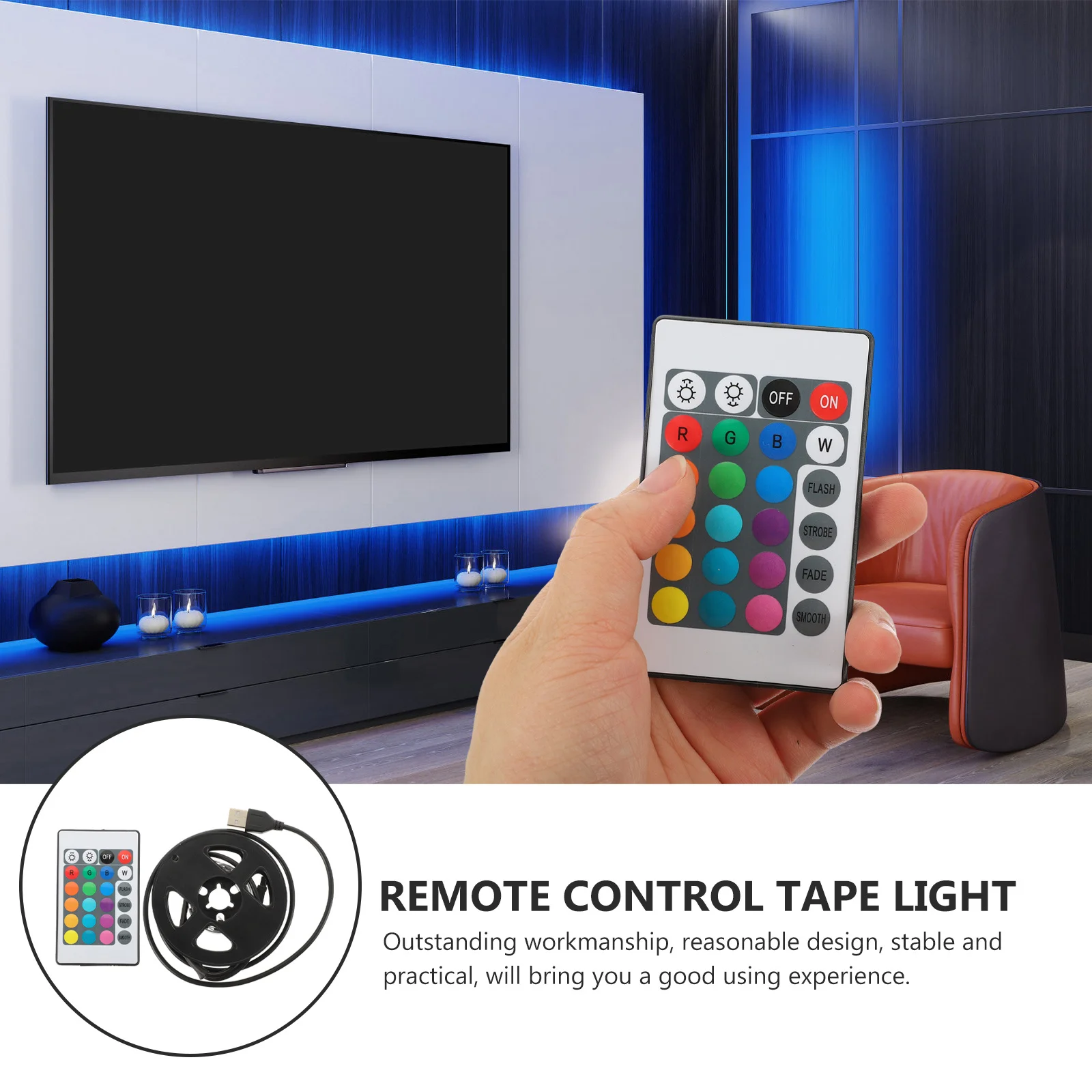 

LED Strip Light USB Powered Cuttable Rgb Color Changing Tape Light for Room Decor Under Bed Lights with Remote Controller