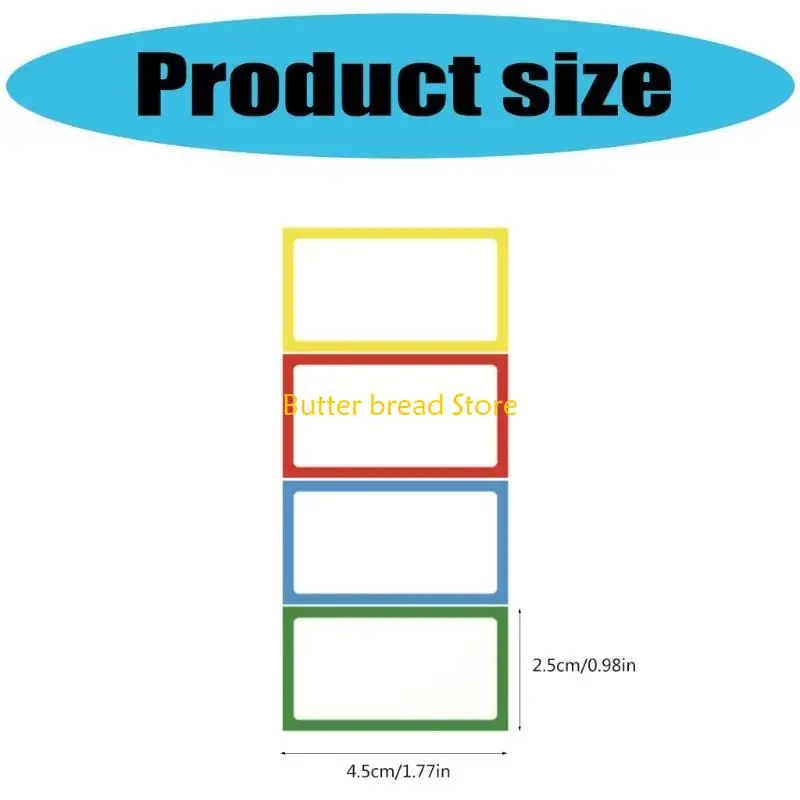 W89C 250Counts Adhesive Name Labels Colorful Border Name Sticker Clothing Labels