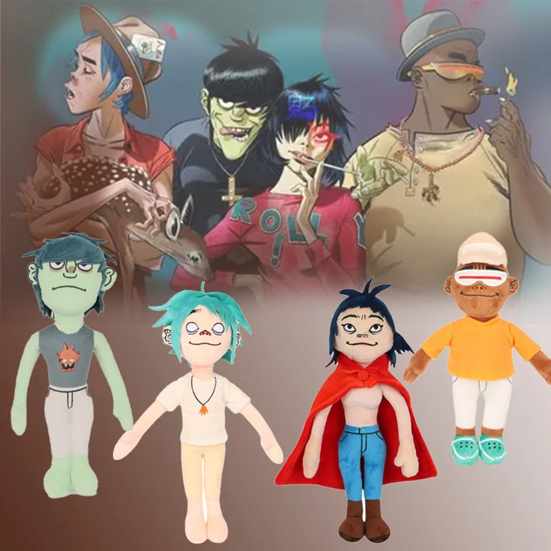 Pelúcia Gorillaz Noodle Kawaii, Boneco de Pelúcia da Banda Virtual Street Fighter, Menino com Capa Vermelha, Presente para Fãs e Crianças