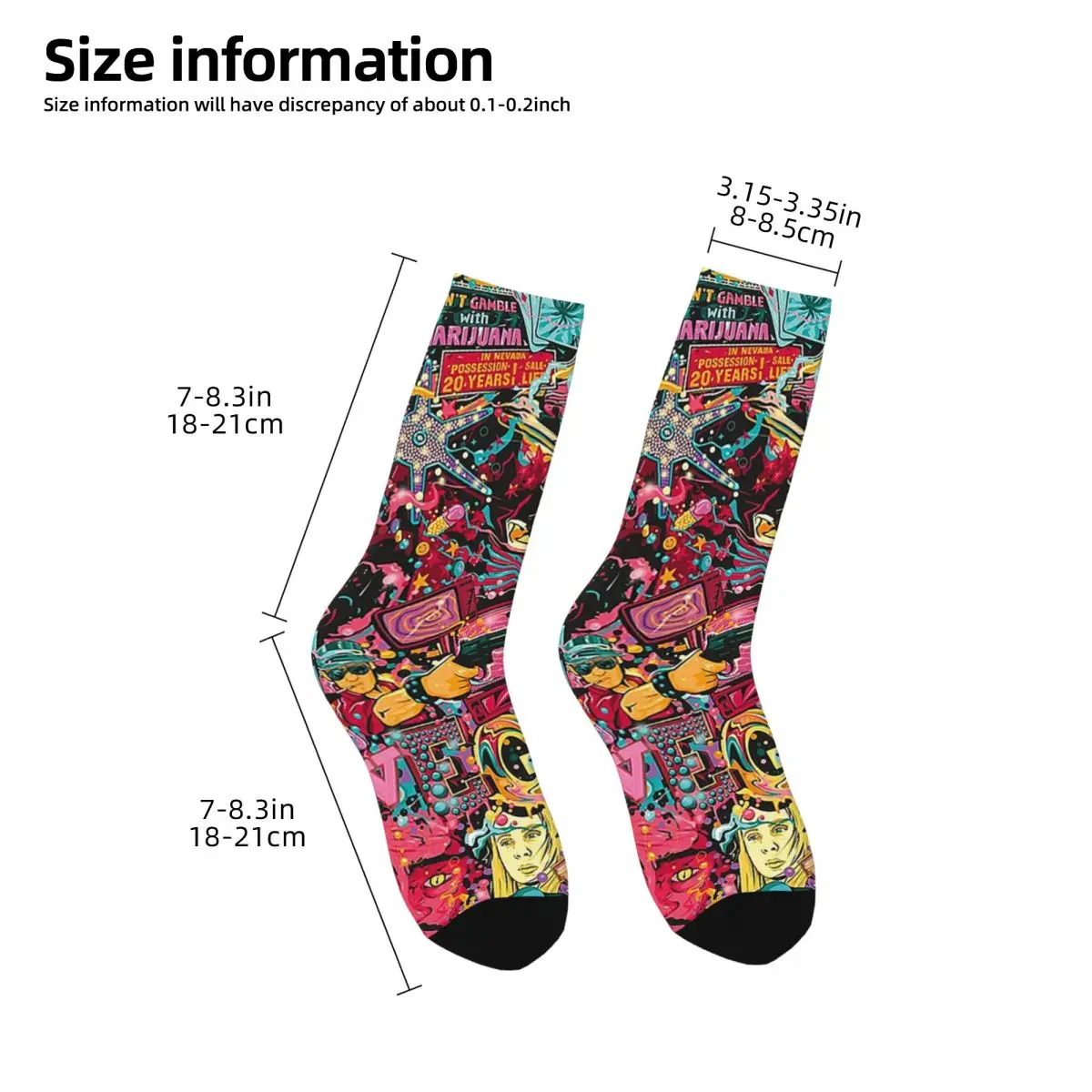 Fear matchs Loathing In Las Vegas Art Chaussettes pour hommes et femmes, bas absorbants Harajuku, chaussettes longues toutes saisons, accessoires pour cadeaux