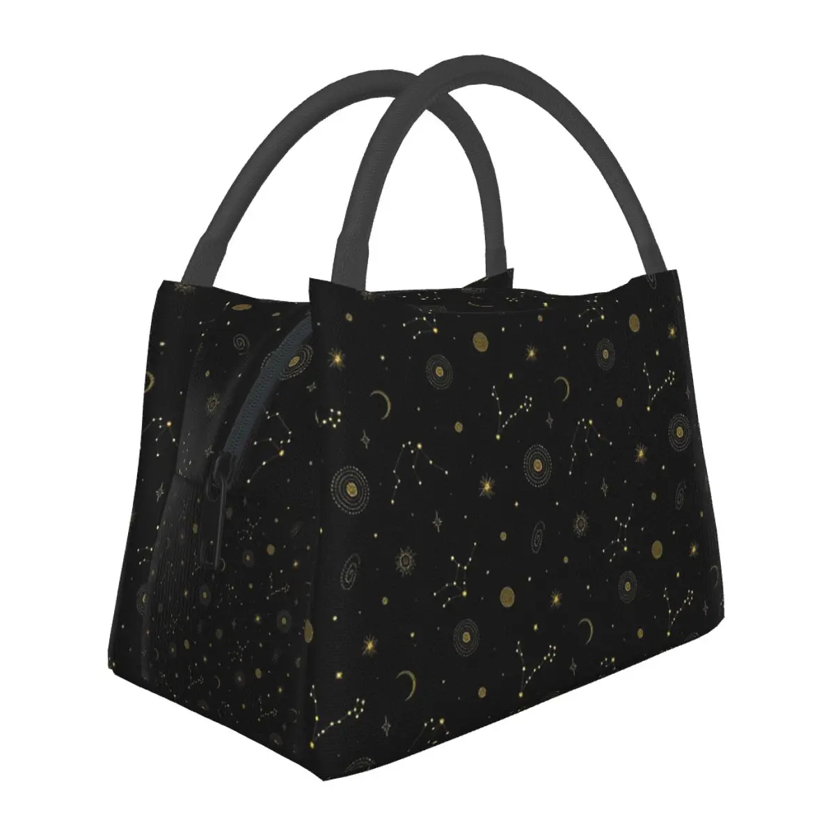 Night Sky Golden Celestial Stars Zodiac Constellations Lunch Bags Bento Box Lunch Tote Picnic Bags Thermal Bag for Woman Travel