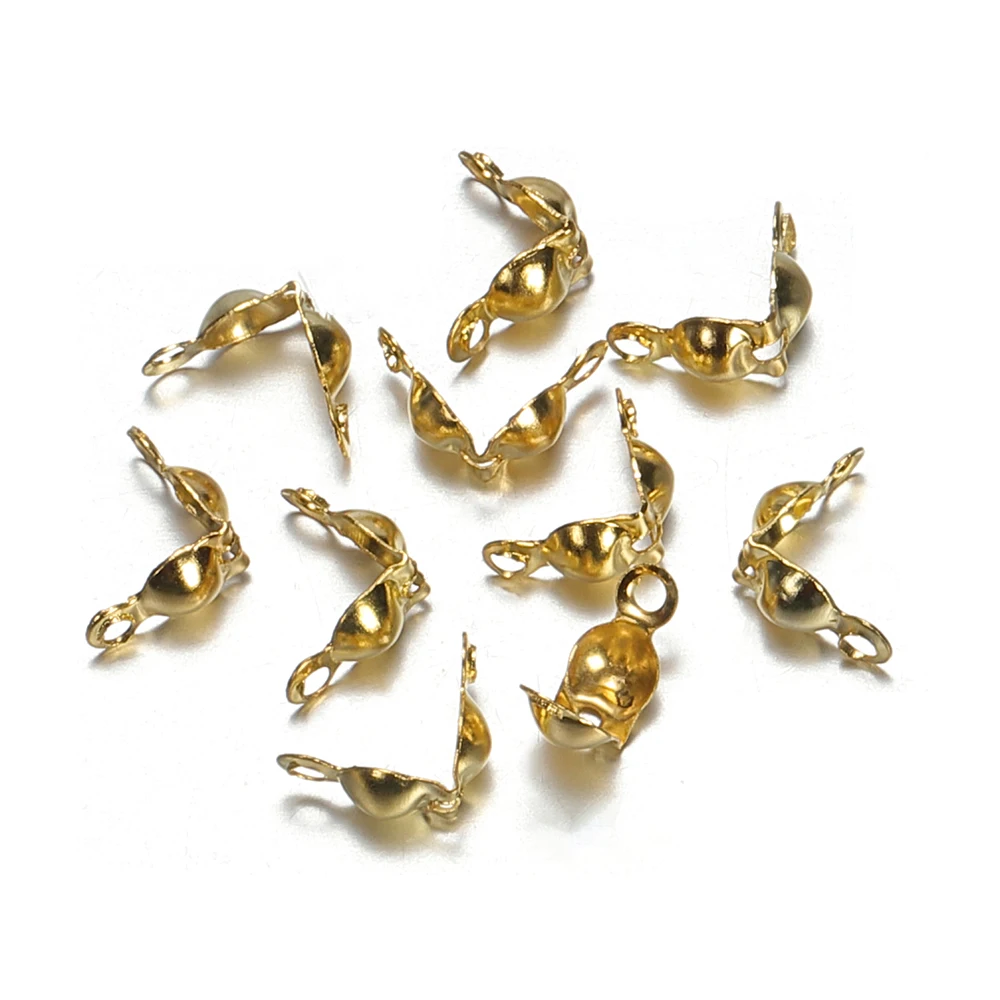 200pcs 4x7mm DIY Ball Chain Clasp End Crimps Calotte Connectors Beads Fastener Accessories for Jewelry Making Components