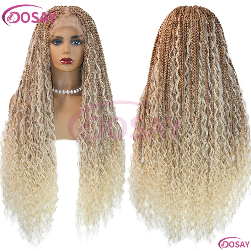 

32 "Цветные плетеные парики в стиле бохо, полный парик шнурка для женщин, африканский парик без узлов, плетение волос, синтетические светлые парики