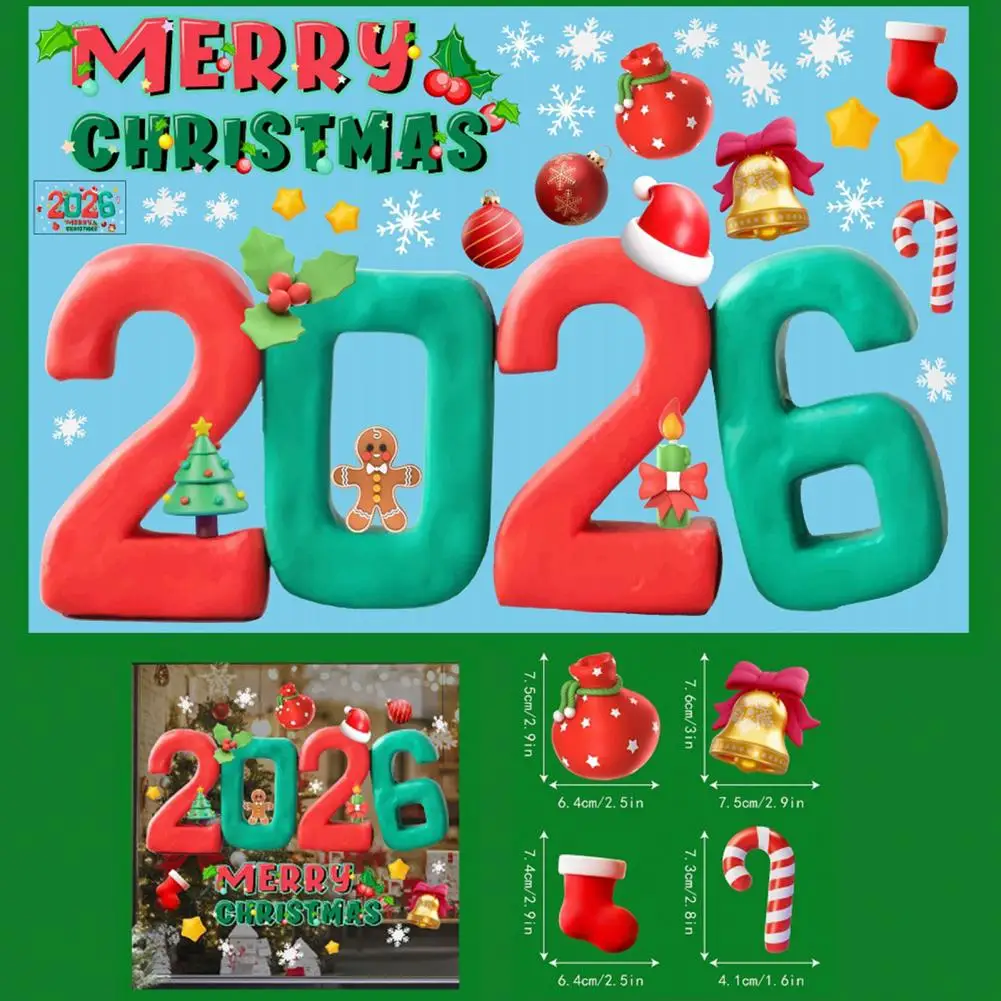 

Christmas Window Stickers 2026 Number Stickers Festive Christmas Glass Stickers 2026 Blessings New Year Decal for Holiday