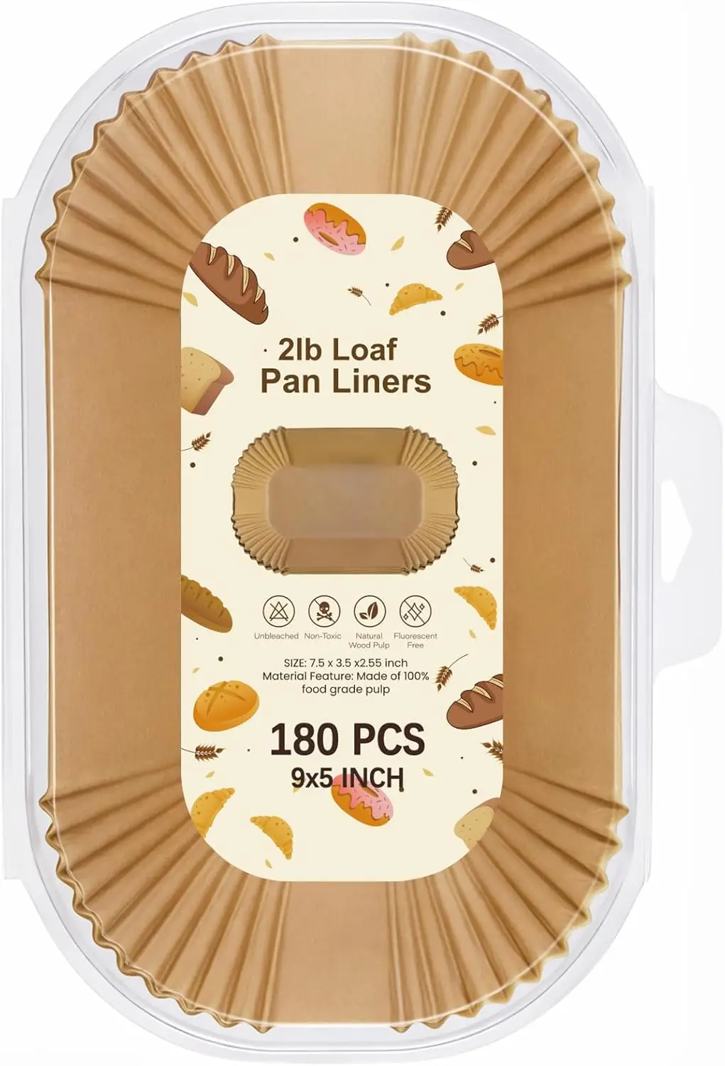 

9x5 Inch Non-Stick Bread Pan Liners, 180Pcs Disposable Parchment Paper for Baking Loaves and More