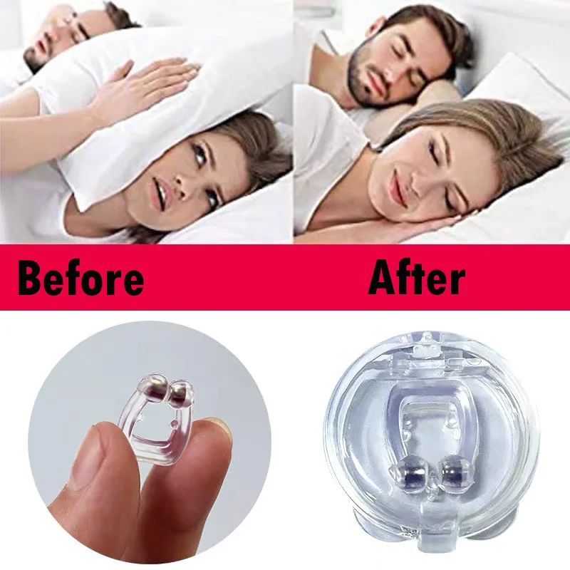 1-10PCS Silicone Magnetic Anti Snoring Easy Breathe Stop Snore Nose Clip Improve Sleep Aid Apnea Guard Night Device With Case