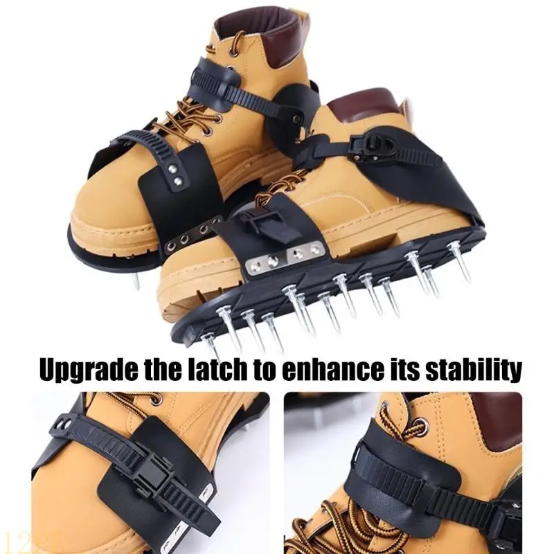 12PF 2 In 1 Aerating Footwear With Locking System 13 Deep Tines For Compacted Soil And Healthier Grass Growth