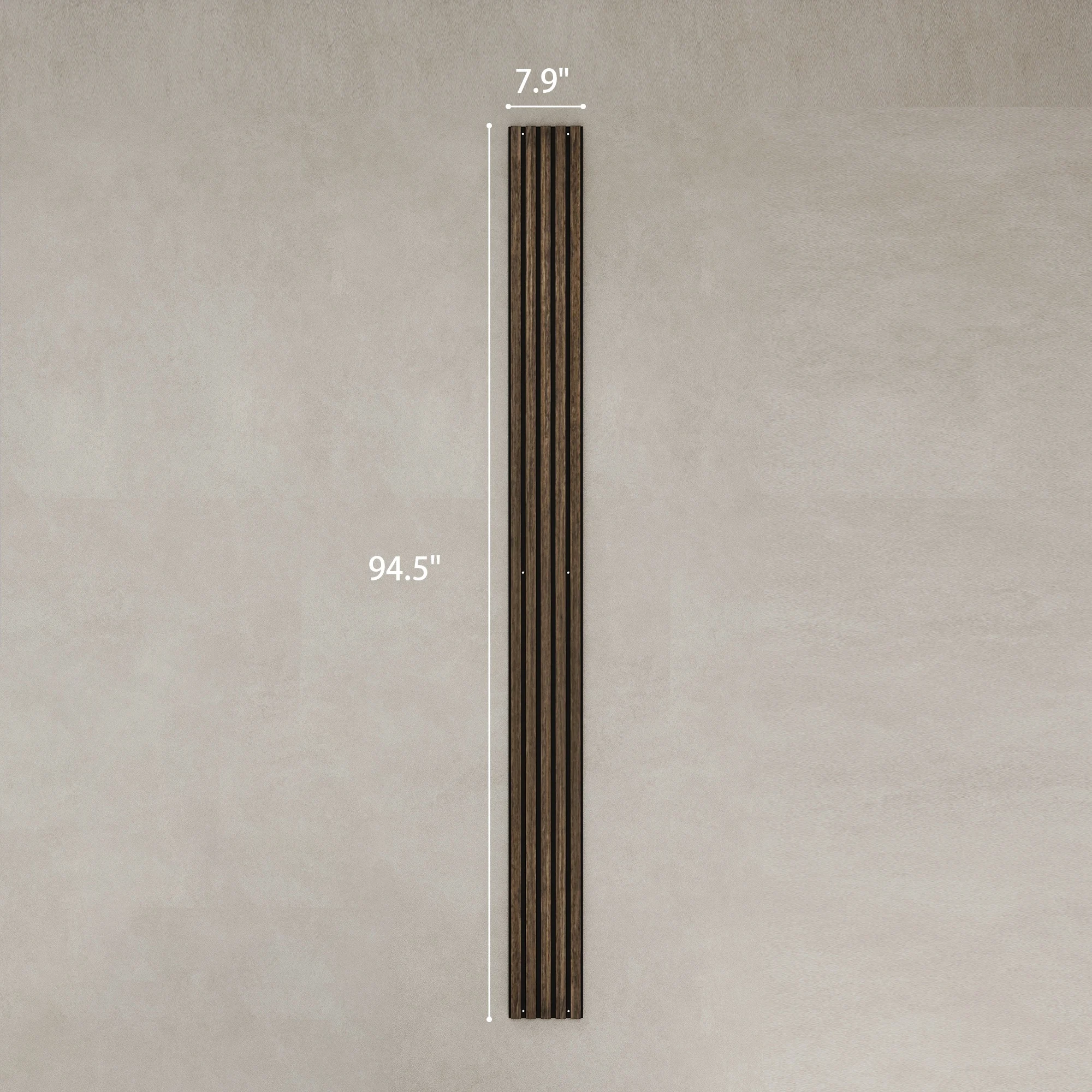 Pacote com 4 Painéis Acústicos 3D, Painéis de Madeira Isolantes de Som de 95" x 8" para Parede, Painéis de Madeira para Teto Interior, Escritório, Home Theater, Estúdio, Nogueira