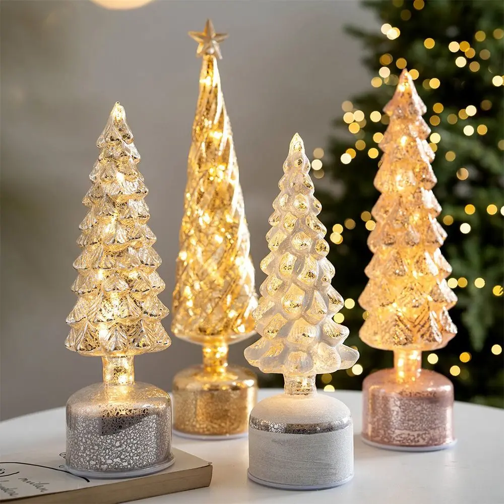 Multicolor Christmas Tree Light Rotating LED Lamp Christmas Decoration Ornament Glass Xmas Decorative Lighting Party Supplies