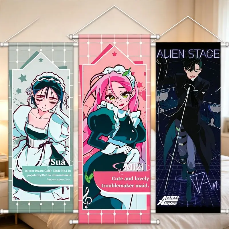 VIKAMA Japanese Alien Stage Anime Scroll Hanging Comic Wall Decoration Tapestry Bedroom Esports Room Atmosphere Home Decoration