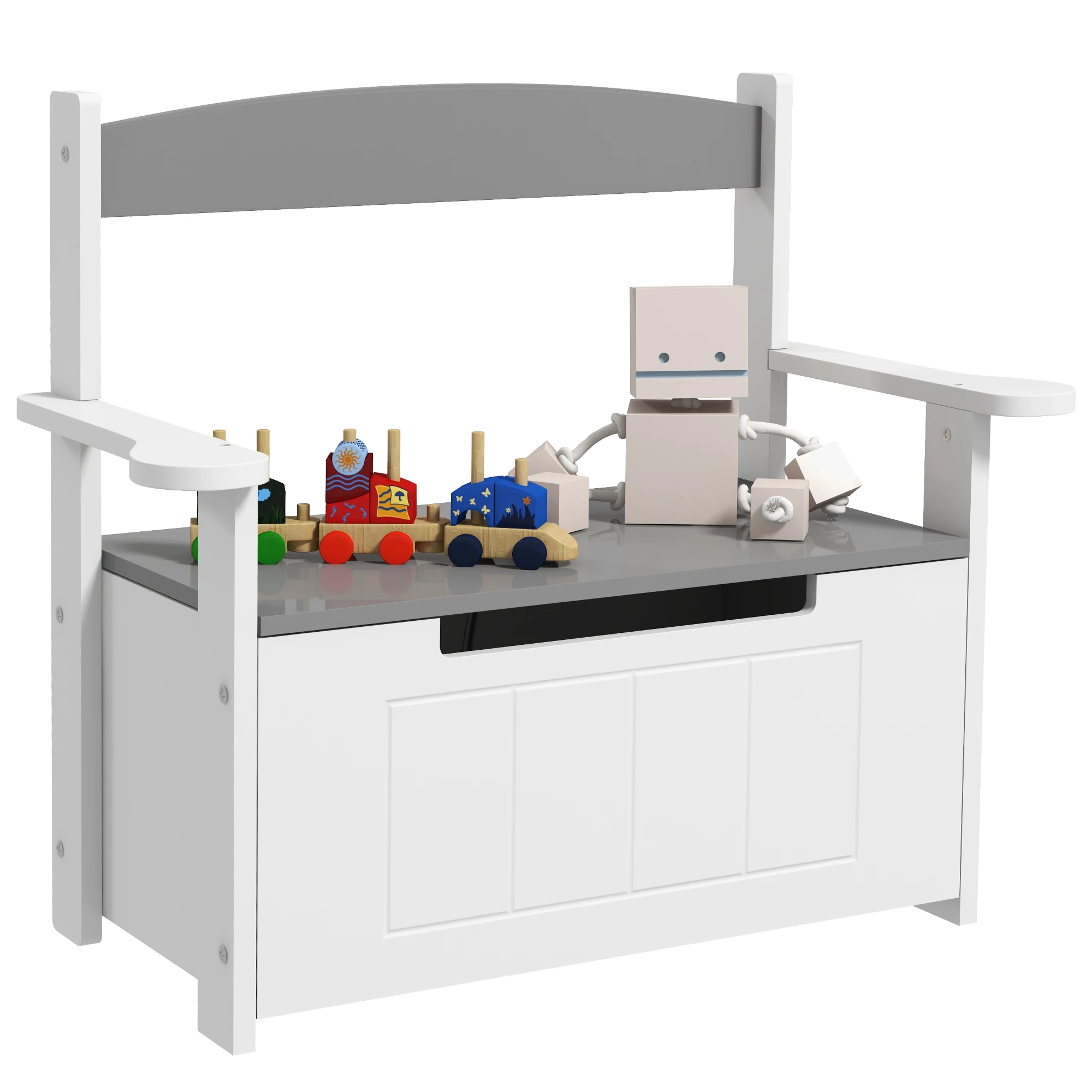 Opbergbank voor kinderen met schokabsorberende rugleuning en deksel, draagvermogen 30 kg voor speelkamers 68,5X34X58 cm
