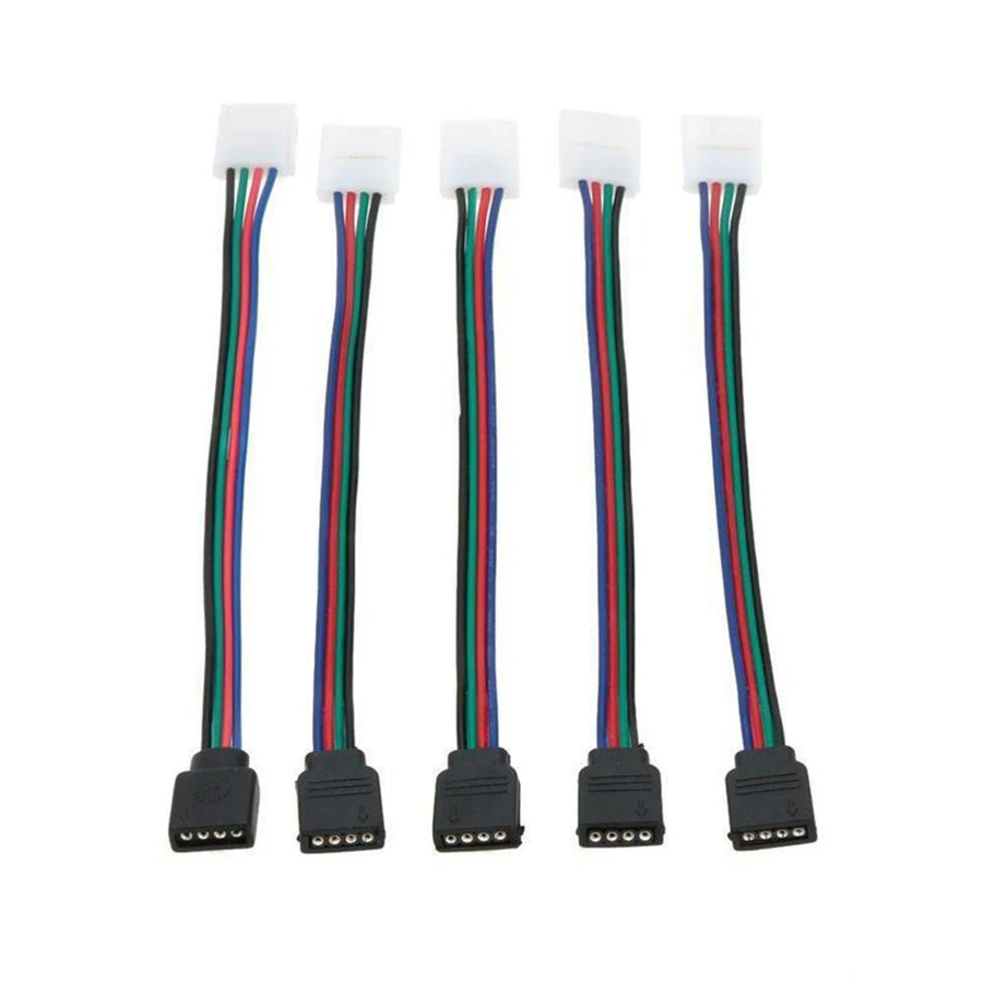 10pcs/lot 10mm 2Pin 3Pin 4 Pin Two Connectors With Wire For LED Strip SMD 3528 5730 5050 RGB No Welding LED Terminal