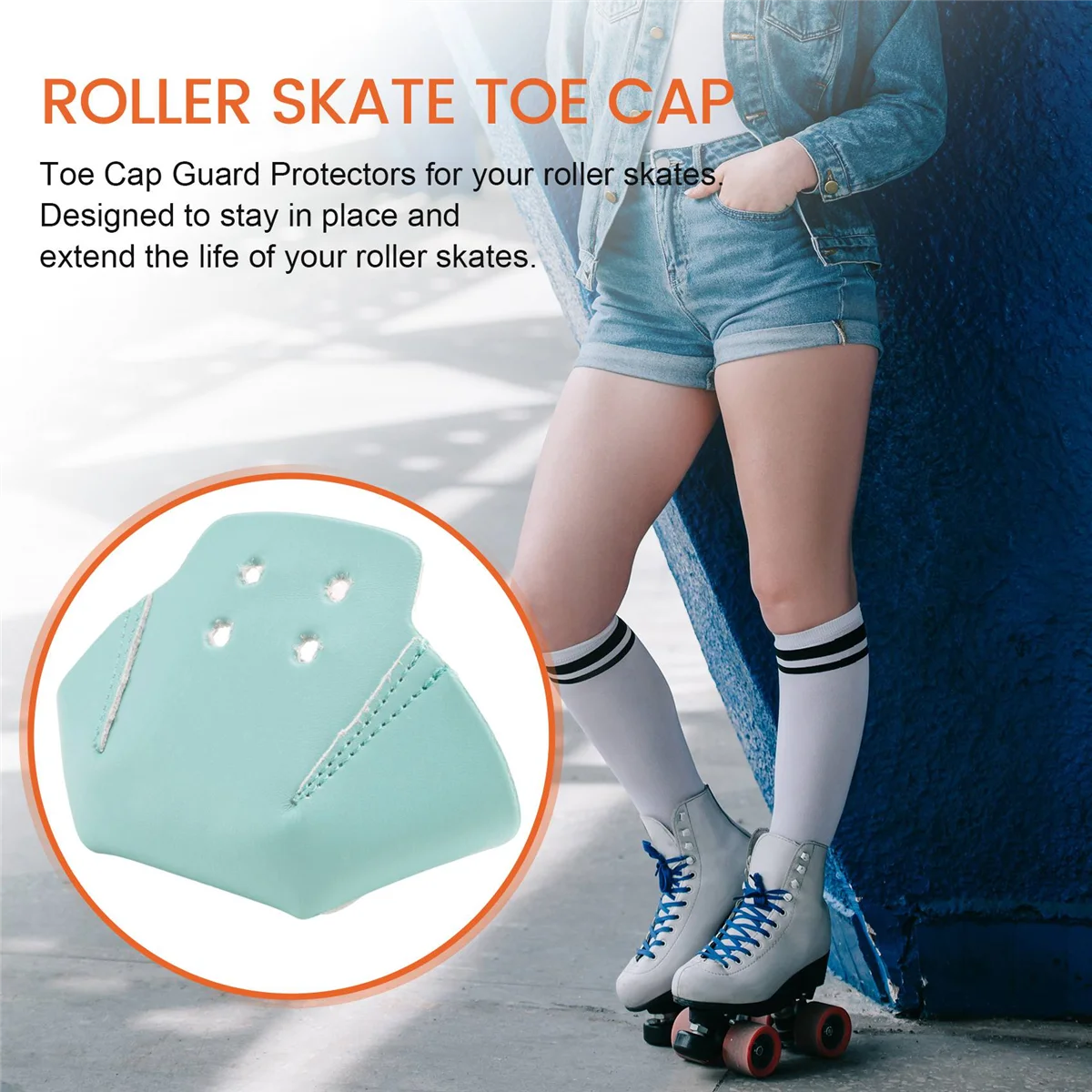 1 Pair Roller Skates Toe Cap Guards Protectors PU Roller Skate Cap with 4 Holes Toe Cap Guard Protectors Green HOT